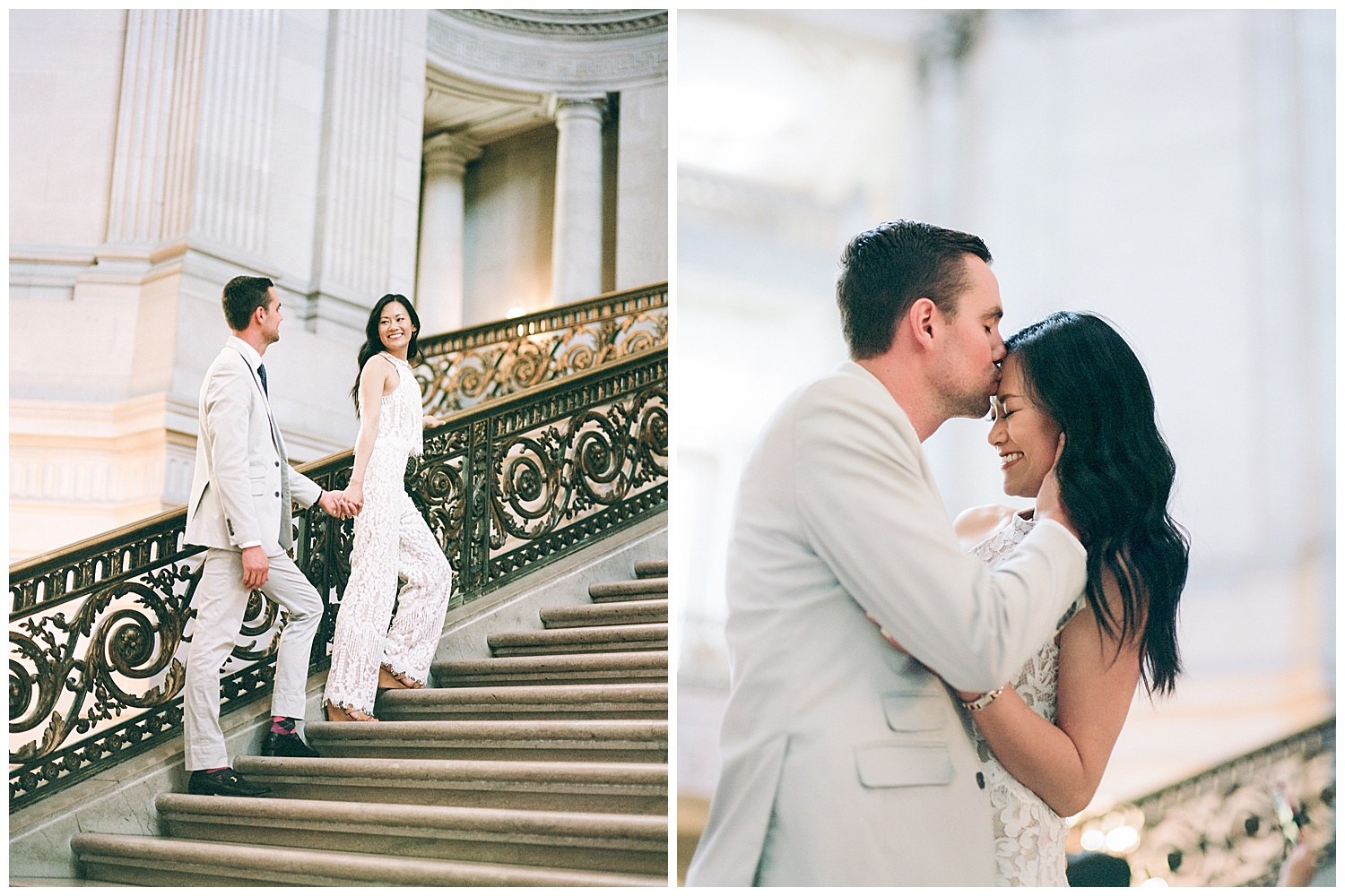 couple on the steps of city hall in san francisco
