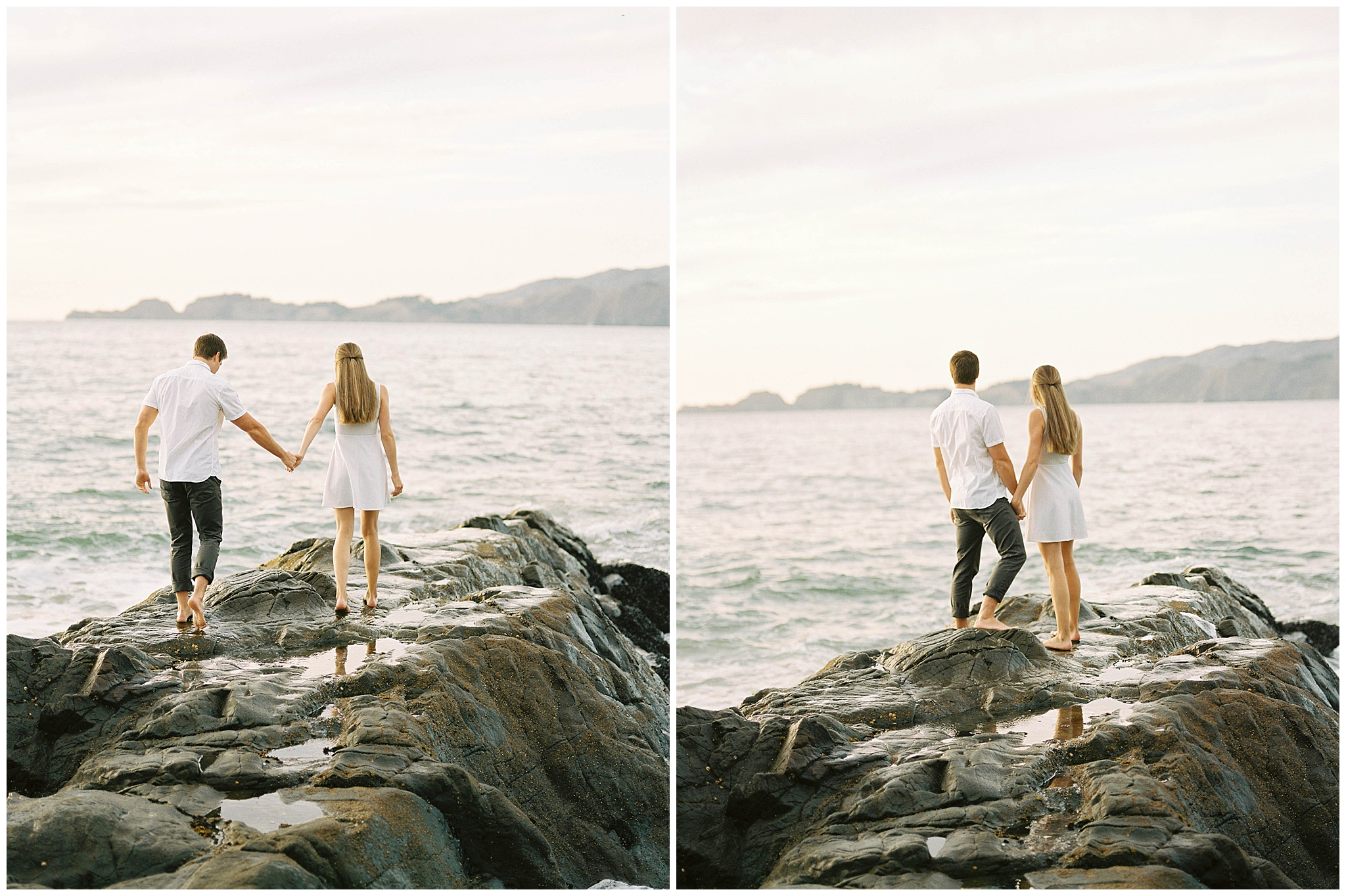 beach engagement session in san francisco california shot on film