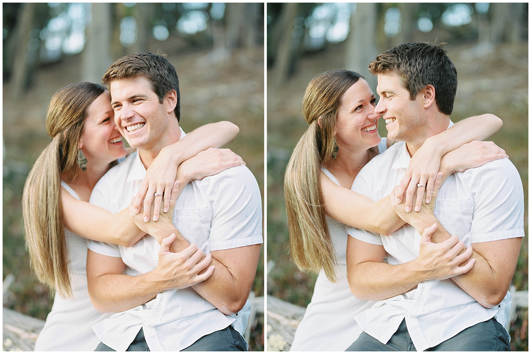 couple hugging pose during engagement session