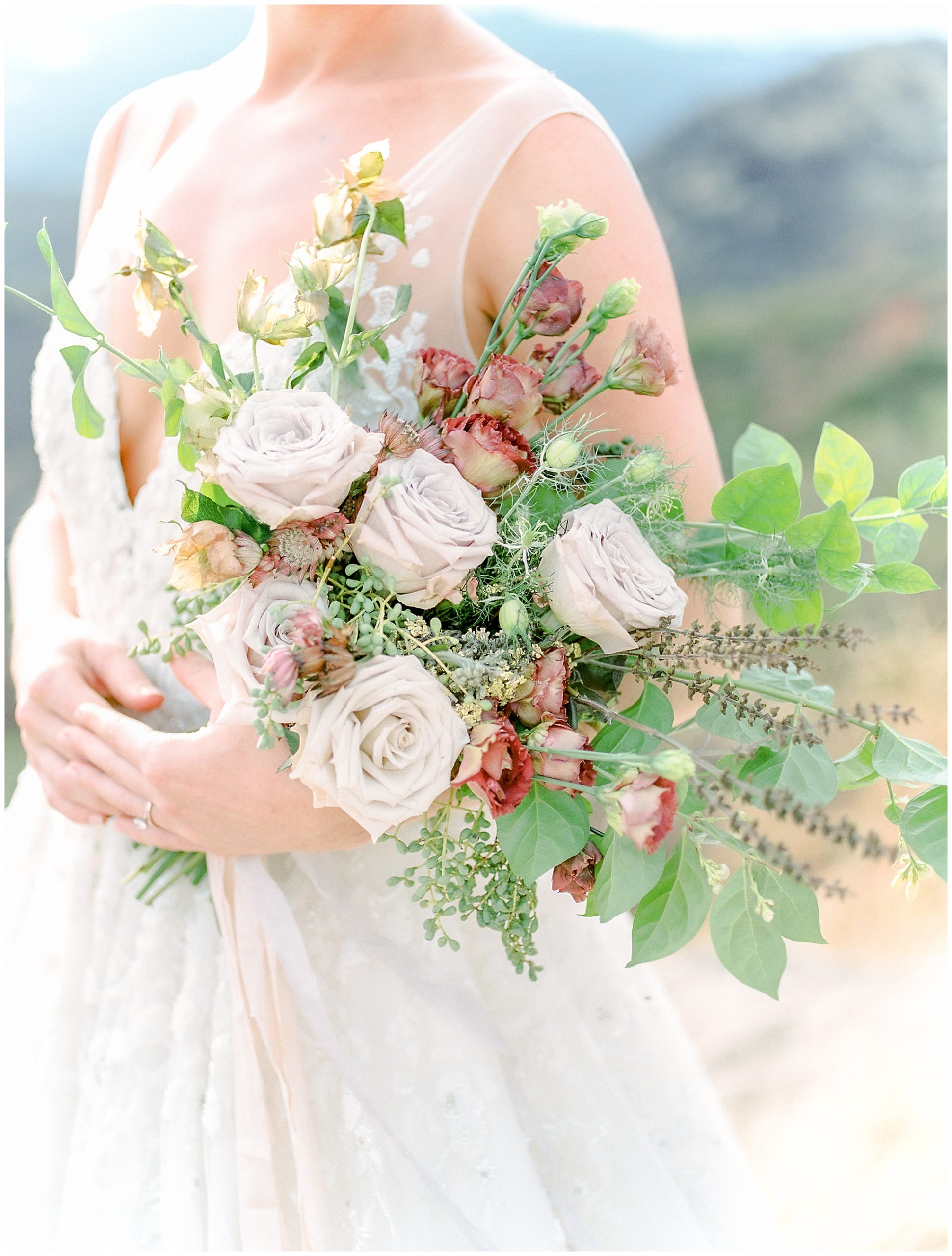 floral bouquet held by bride